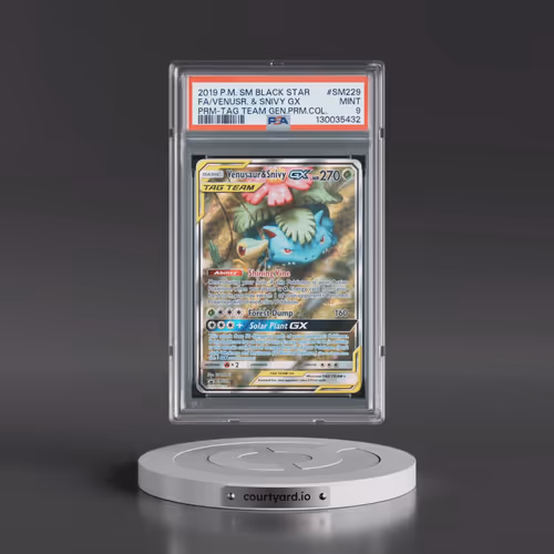 2019 Pokémon SM Black Star Promo #SM229 Venusaur & Snivy GX - Holo Full Art Tag Team Generations Pre