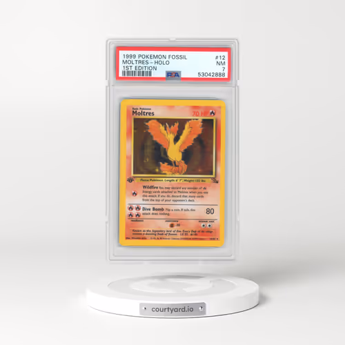 1999 Pokémon Fossil #12 Moltres - 1st Edition Holo (PSA 7 NM)