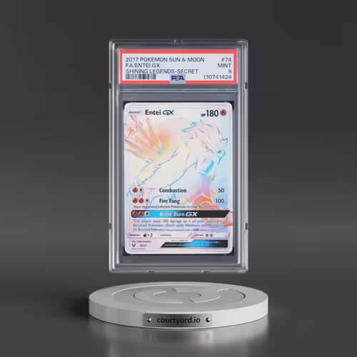 2017 Pokémon Sun & Moon Shining Legends #74 Entei GX - Holo Full Art Secret (PSA 9 MINT)