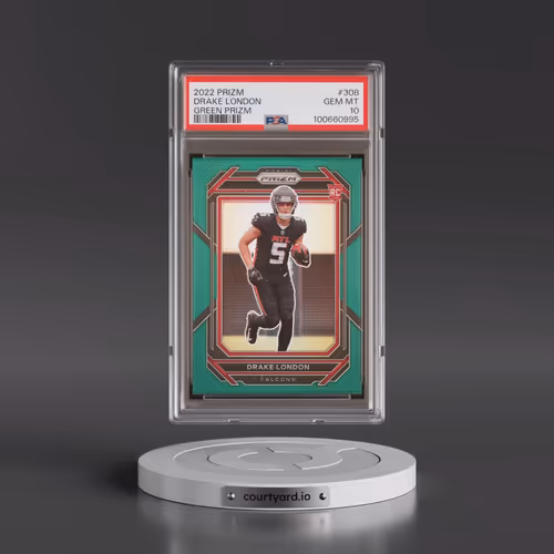 2022 Panini Prizm #308 Drake London - Green Prizm (PSA 10 GEM MINT)