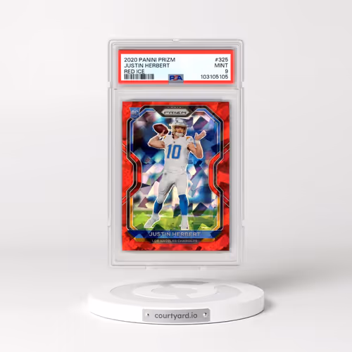2020 Panini Prizm #325 Justin Herbert - Red Ice (PSA 9 MINT)