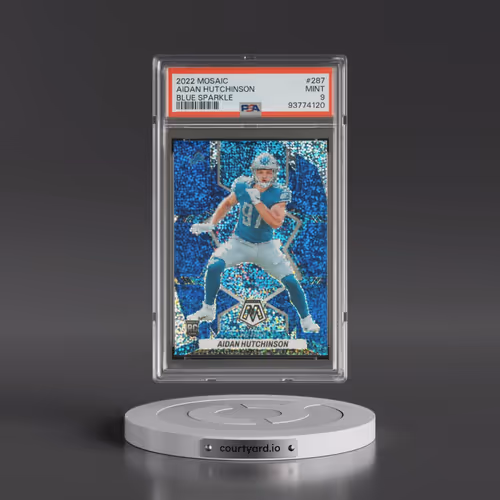 2022 Panini Mosaic #287 Aidan Hutchinson - Blue Sparkle (PSA 9 MINT)