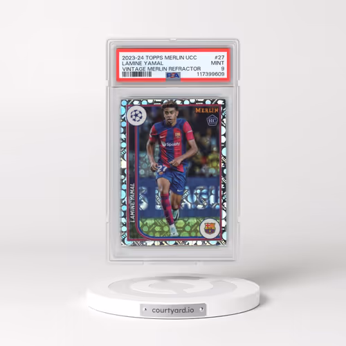 2023-24 Topps Merlin UEFA Club Competitions #27 Lamine Yamal - Vintage Merlin Refractor (PSA 9 MINT)
