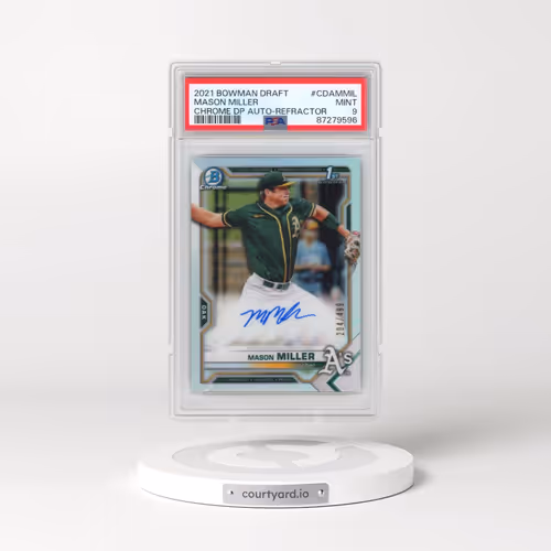 2021 Bowman Draft Chrome Draft Pick Autographs #CDAMMIL Mason Miller - Refractor (PSA 9 MINT)