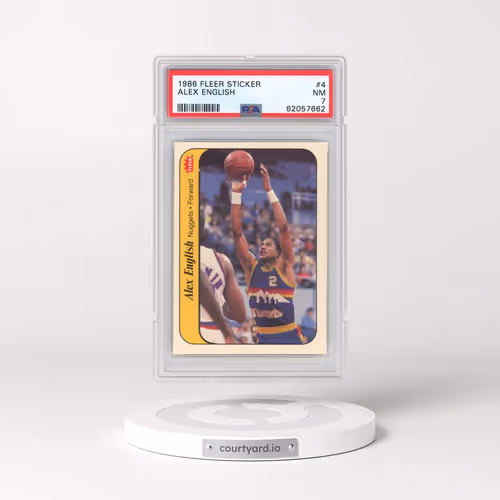 1986 Fleer Sticker #4 Alex English (PSA 7 NM)