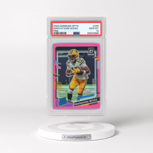 2023 Panini Donruss Optic #249 Dontayvion Wicks - Pink (PSA 10 GEM MINT)