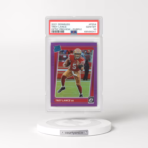 2021 Panini Donruss #P254 Trey Lance - Optic Preview-Purple (PSA 10 GEM MINT)