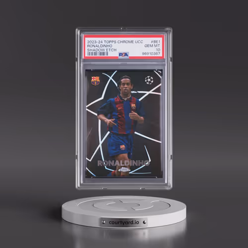 2023-24 Topps Chrome UEFA Club Competitions Shadow Etch #BE1 Ronaldinho (PSA 10 GEM MINT)