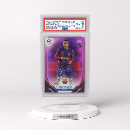 2023-24 Topps Chrome UEFA Club Competitions #28 Vitor Roque - Magenta Prism Refractor (PSA 10 GEM MI