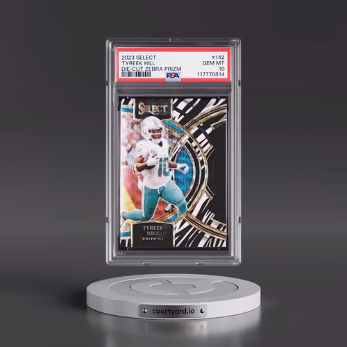 2023 Panini Select #142 Tyreek Hill - Die-Cut Zebra Prizm (PSA 10 GEM MINT)