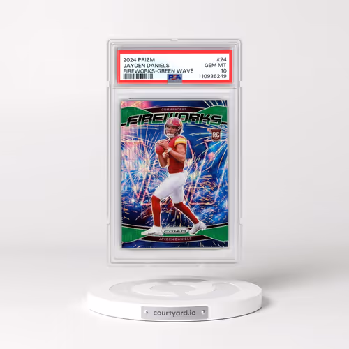 2024 Panini Prizm Fireworks #24 Jayden Daniels - Green Wave (PSA 10 GEM MINT)