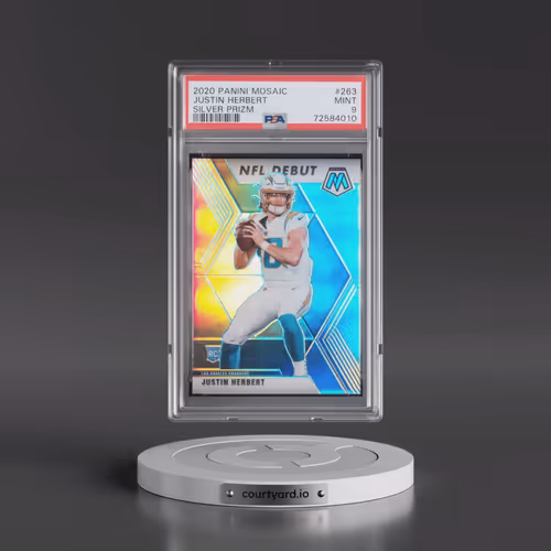 2020 Panini Mosaic #263 Justin Herbert - Silver Prizm (PSA 9 MINT)