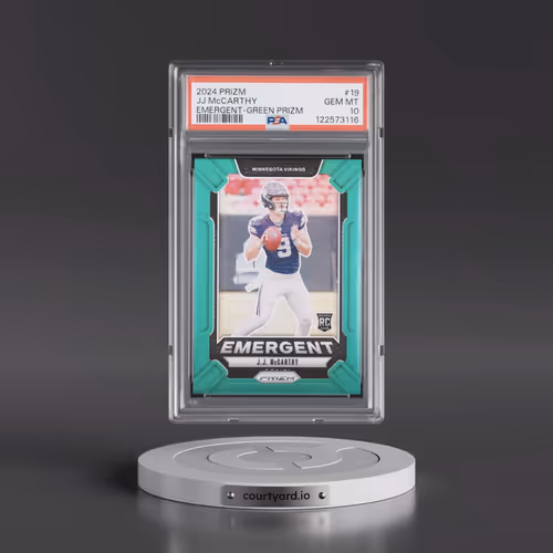 2024 Panini Prizm Emergent #19 JJ McCarthy - Green Prizm (PSA 10 GEM MINT)