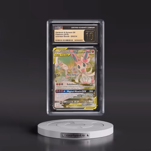 2019 Unbroken Bonds #205/214 Gardevoir & Sylveon GX - Ultra Rare Holo (CGC 10 PRISTINE)