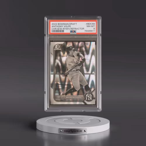 2022 Bowman Draft #BDC68 Anthony Volpe - Chrome-Black & White Raywave Refractor (PSA 8 NM-MT)