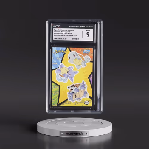 1999 Pokémon the First Movie Squirtle, Wartortle, Blastoise - Sticker / Mewtwo Puzzle Card First Pri