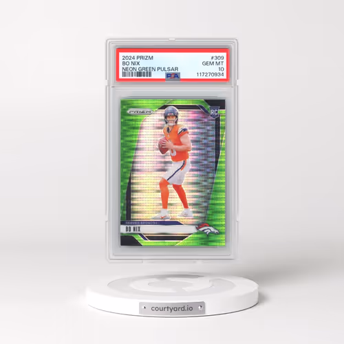 2024 Panini Prizm #309 Bo Nix - Neon Green Pulsar (PSA 10 GEM MINT)