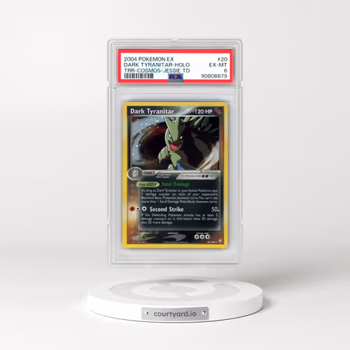 2004 Pokémon EX Team Rocket Returns #20 Dark Tyranitar - Holo Cosmos-Jessie Theme Deck (PSA 6 EX-MT)