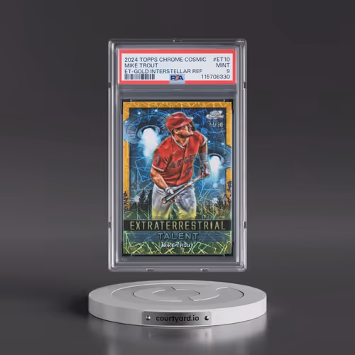 2024 Topps Chrome Cosmic Extraterrestrial Talent #ET10 Mike Trout - Gold Interstellar Refractor (PSA
