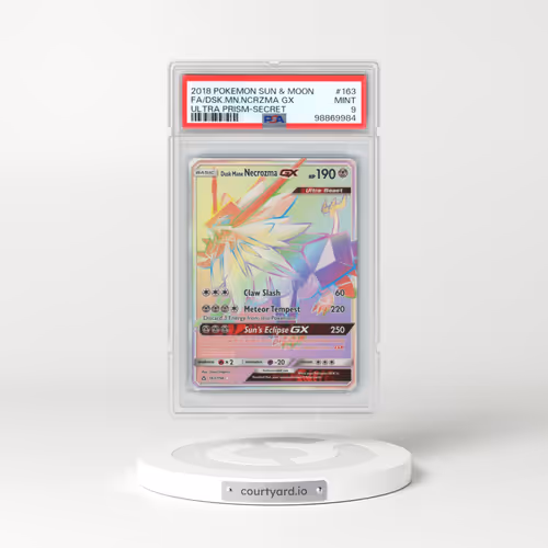2018 Pokémon Sun & Moon Ultra Prism #163 Dusk Mane Necrozma GX - Holo Full Art Secret (PSA 9 MINT)