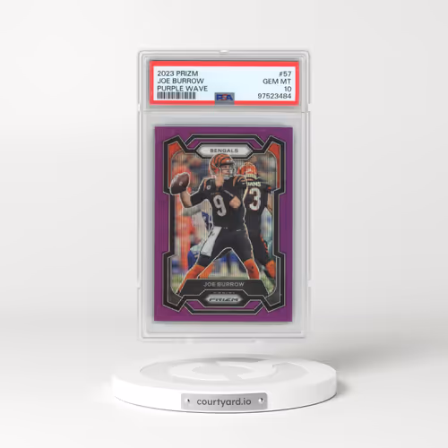 2023 Panini Prizm #57 Joe Burrow - Purple Wave (PSA 10 GEM MINT)