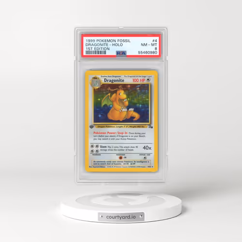 1999 Pokémon Fossil #4 Dragonite - 1st Edition Holo (PSA 8 NM-MT)