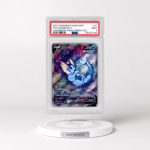 2021 Pokémon Swsh Black Star Promo #181 Vaporeon V - Holo Full Art Vaporeon Vmax Premium Collection (PSA 9 MINT)