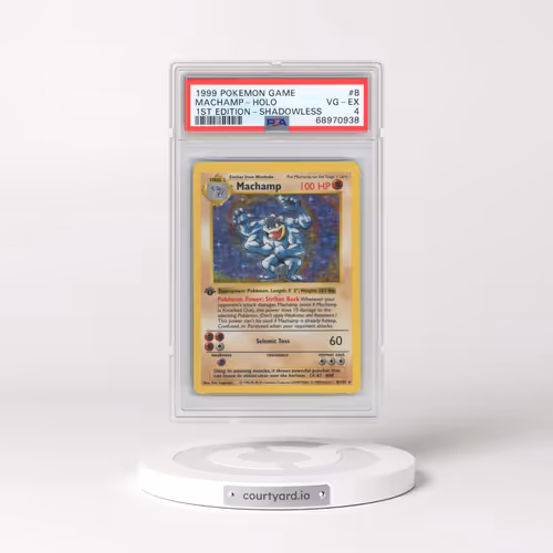 1999 Pokémon Game #8 Machamp - 1st Edition Holo Shadowless (PSA 4 VG-EX)