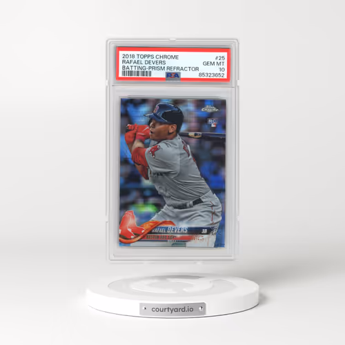 2018 Topps Chrome #25 Rafael Devers - Batting-Prism Refractor (PSA 10 GEM MINT)