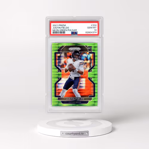 2021 Panini Prizm #334 Justin Fields - Neon Green Pulsar (PSA 10 GEM MINT)