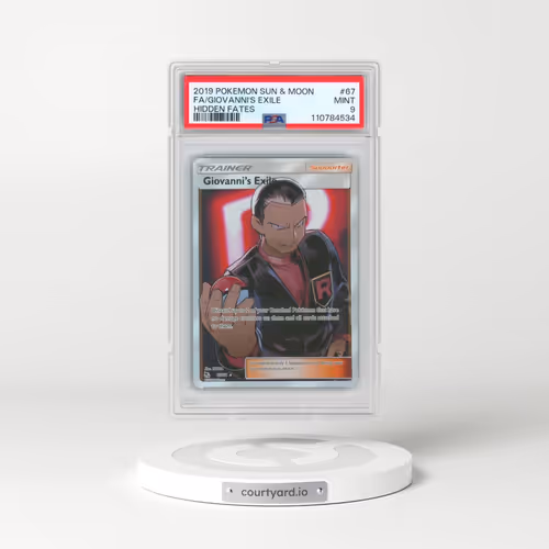 2019 Pokémon Sun & Moon Hidden Fates #67 Giovanni's Exile - Full Art (PSA 9 MINT)