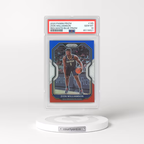 2020 Panini Prizm #185 Zion Williamson - Red/White/Blue Prizm (PSA 10 GEM MINT)