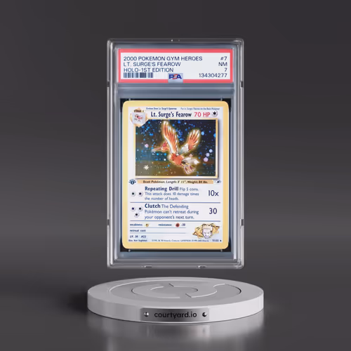 2000 Pokémon Gym Heroes #7 LT. Surge's Fearow - 1st Edition Holo (PSA 7 NM)
