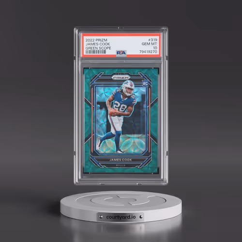 2022 Panini Prizm #319 James Cook - Green Scope (PSA 10 GEM MINT)