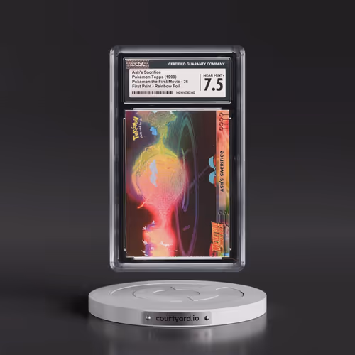 1999 Pokémon the First Movie #36 Ash's Sacrifice - First Print (Blue Topps Logo) Rainbow Foil (CGC 7