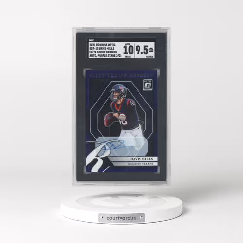 2021 Donruss Optic #ESR-15 Davis Mills - Elite Series Rookies Auto. Purple Stars Prizm (SGC 9.5 MINT+)