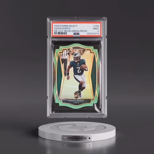 2020 Panini Select #150 Jalen Hurts - Die-Cut Neon Green Prizm (PSA 9 MINT)