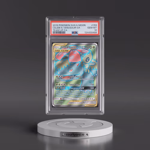 2019 Pokémon Sun & Moon Team Up #159 Celebi & Venusaur GX - Holo Full Art (PSA 10 GEM MINT)