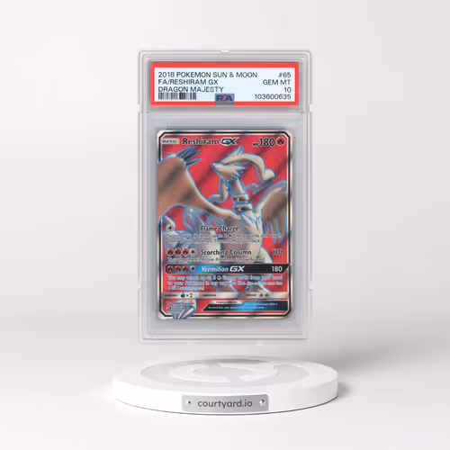 2018 Pokémon Sun & Moon Dragon Majesty #65 Reshiram GX - Holo Full Art (PSA 10 GEM MINT)