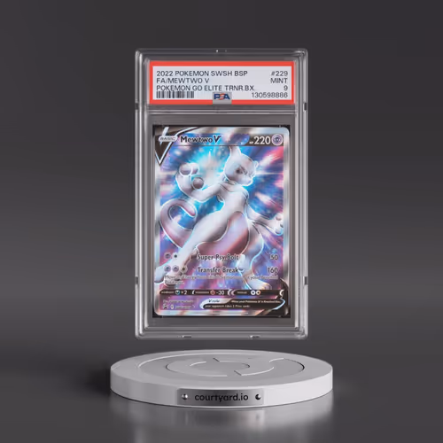 2022 Pokémon Swsh Black Star Promo #229 Mewtwo V - Holo Full Art Pokemon Go Elite Trainer Box (PSA 9