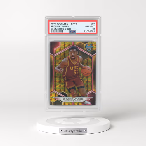 2023 Bowman University Best #92 Bronny James - Geometric Gold Refractor (PSA 10 GEM MINT)
