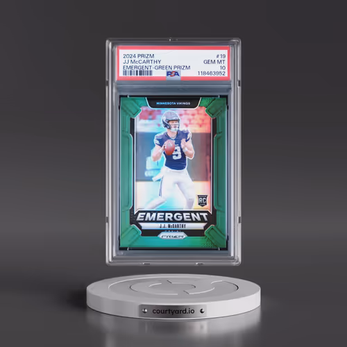 2024 Panini Prizm Emergent #19 JJ McCarthy - Green Prizm (PSA 10 GEM MINT)