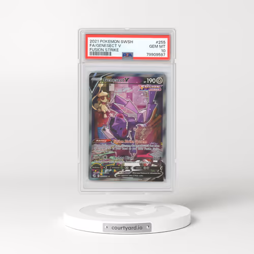 2021 Pokémon Sword & Shield Fusion Strike #255 Genesect V - Holo Full Art (PSA 10 GEM MINT)