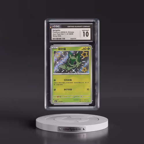 2025 Gem Pack Volume 1 - CBB1C - Simplified #01 06/09 Sprigatito - Shiny Holo (CGC 10 GEM MINT)