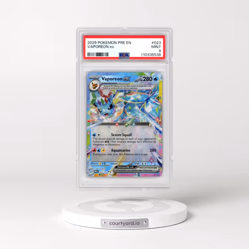 2025 Pokémon Pre EN-Prismatic Evolutions #023 Vaporeon EX - Holo (PSA 9 MINT)