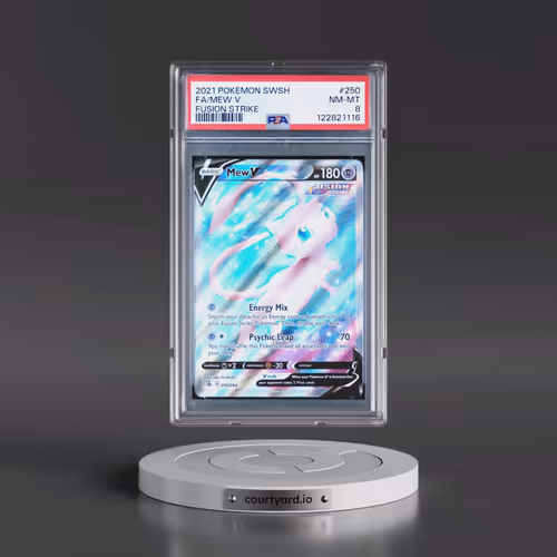 2021 Pokémon Sword & Shield Fusion Strike #250 Mew V - Holo Full Art (PSA 8 NM-MT)