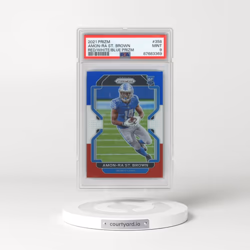 2021 Panini Prizm #358 Amon-RA St. Brown - Red/White/Blue Prizm (PSA 9 MINT)