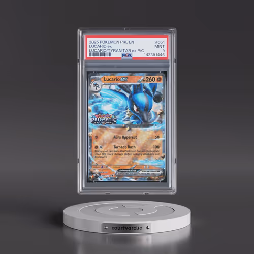 2025 Pokémon Pre EN-Prismatic Evolutions #051 Lucario EX - Holo Lucario EX & Tyranitar EX Premium Co