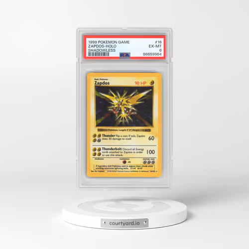 1999 Pokémon Game #16 Zapdos - Holo Shadowless (PSA 6 EX-MT)