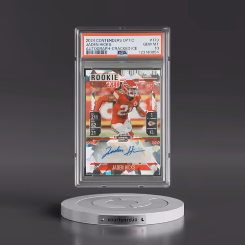 2024 Panini Contenders Optic #179 Jaden Hicks - Autograph-Cracked Ice (PSA 10 GEM MINT)